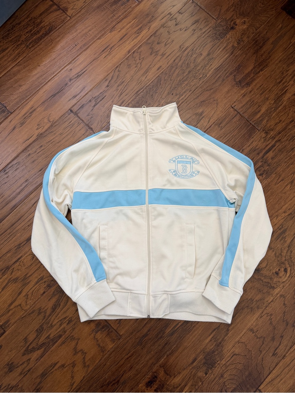 UCLA starter jacket basketball warm up white blue athletic zip up bruins wooden